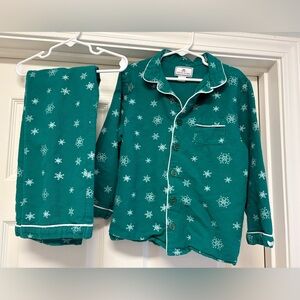 Petite Plume Kid’s Flannel Pajama Set Size 7 Winter Green Snowflakes Boys Girls